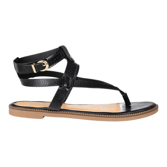 Journee Collection Women's Tangie Ankle Strap Flat Sandals Black Size 8 M - Picture 2 of 4